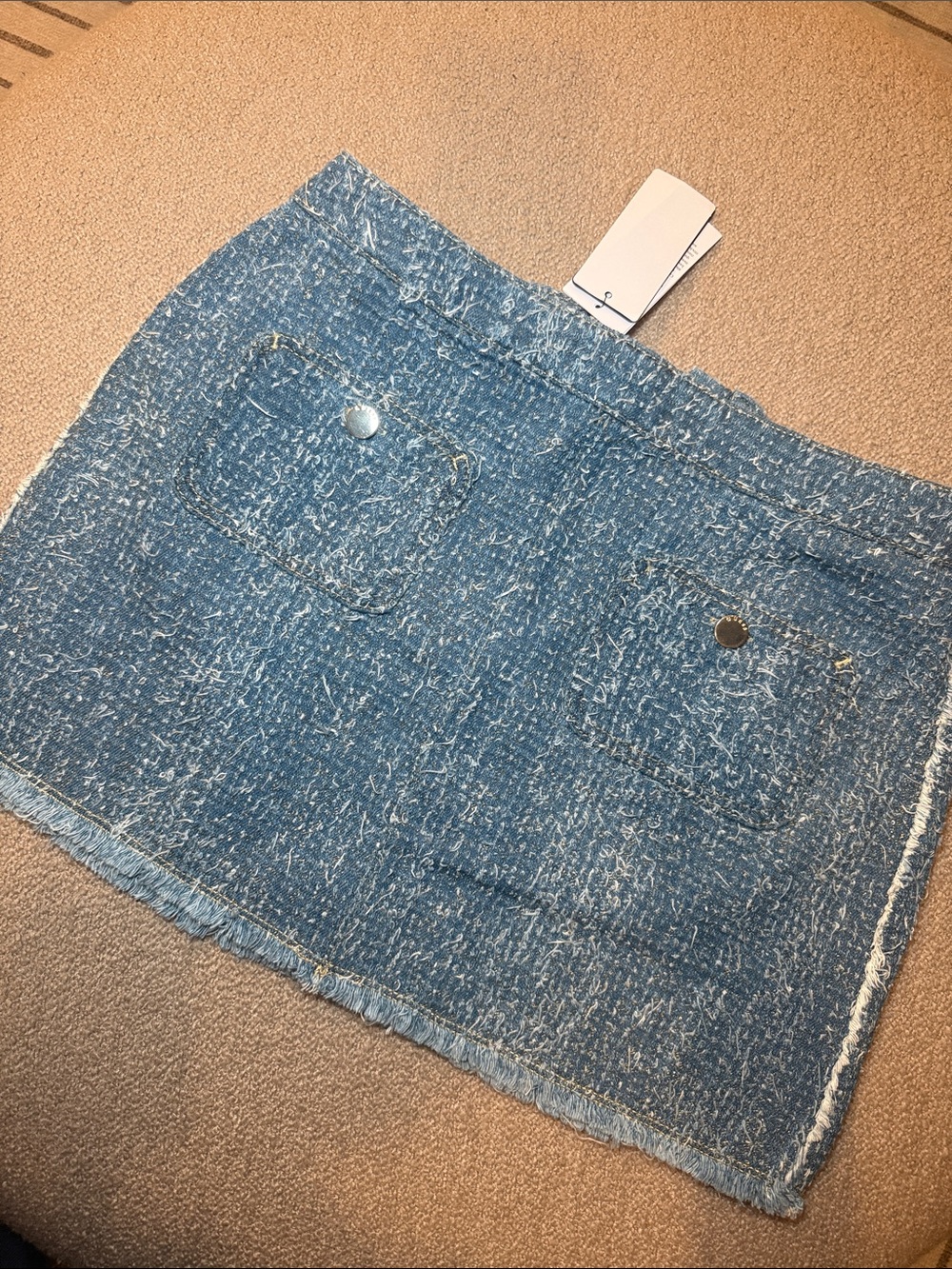Guess Blue Textured Tweed Mini Skirt